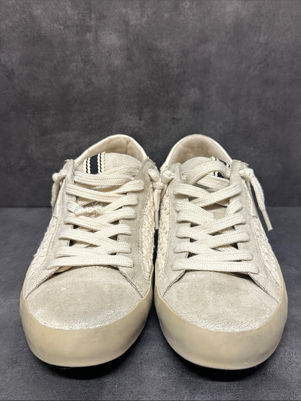 ShuShop Paula Woven Star Casual Lace-Up Sneakers Color Bone/Cream Women’s Size 8 - Picture 7 of 10